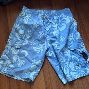 U.S. Polo Assn. Light Blue Floral Board Shorts